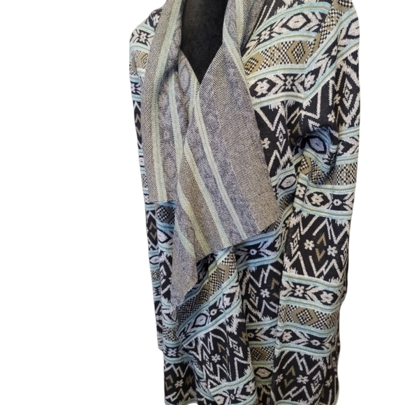 Billabong Open Front Waterfall Cardigan Sweater Geometric Print Large - Picture 3 of 5